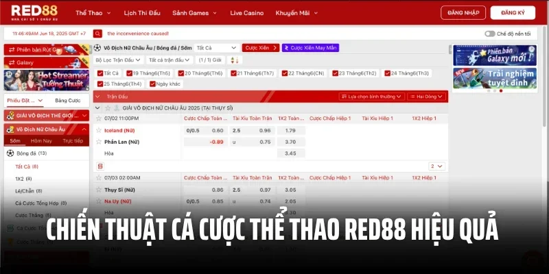 Những chiến thuật cá cược thể thao Red88 hiệu quả 